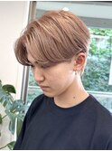 韓国風顔周りレイヤーカットミルクティーベージュブラウンカラー