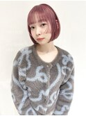 ピンク　ミニボブ　ダブルカラー