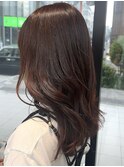 ◎美髪カールシアーカラーオレンジブラウンロングセミディ