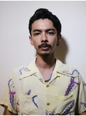 大人メンズヘア黒髪ショート 大人ナチュラルショートパーマ