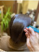 ナチュラル酸性縮毛矯正＋レイヤーボブ
