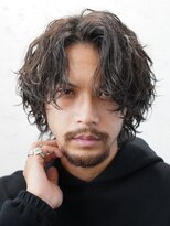 メンズプードルパーマ波巻きスパイラルパーマコンマヘア