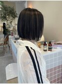 ハイライトダークグレージュショートボブ