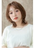 アプリコットオレンジベージュ抜け感ウルフボブ312X越谷20代30代