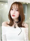 くびれヘアアプリコットオレンジ夏ヘアハイライトカラー