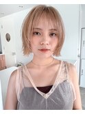 フェイスレイヤー×ハイトーンボブ似合わせカット顔周り顔まわり