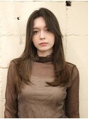 透明感チョコレートブラウンロングレイヤー20代30代大人美人