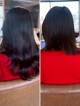 【ビフォーアフター】エクステ/ロングレイヤー/黒髪ヘア
