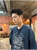 スパイキーショートメンズ刈り上げボックスショート眉毛カット