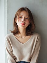 ロッソ 大橋店(Rosso) センター分けの柔らか外ハネミディ【大橋】