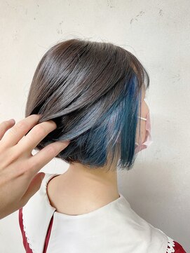 アジールヘア 東上野店(agir hair) ブルーイヤリングカラー/ミニボブ スタイル【上野/東上野】
