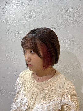 アジールヘア 池袋東口店(agir hair) ブリーチ2回ピンクインナーカラー切りっぱなしボブ美髪のススメ