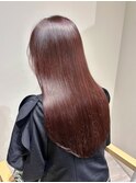 【髪質改善】上品ローズレッド×艶感ロング
