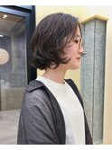 切りっぱなしボブマロンブラウンラベンダーミルクティ