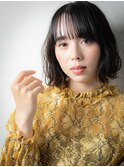 シースルーバング黒髪切りっぱなし小顔外ハネボブu志木20代30代