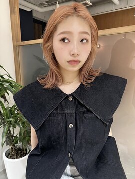 ラミエ バイ メルト 吉祥寺(lamie by melt) 小川/ブリーチカラーオレンジベージュミディアムレイヤー20代