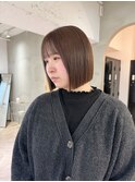 黒髪/ボブルフ/ネビージュ/小顔/ワンレン/栄/髪質改善/前髪