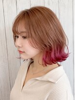 エヌア(ENURE)&nbsp;ロングレイヤー ベージュカラー ショートボブ 切りっぱなし