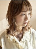 ラフウェーブ×ハイライト×前髪パーマ