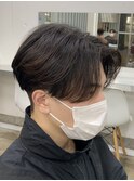 毛流れセンターパートワンカールパーマツーブロック刈り上げ
