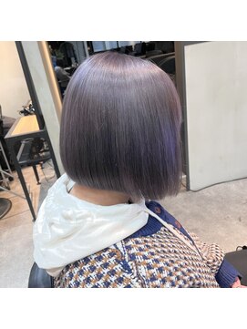 グラ デザイン アンド ヘアー 天王寺店(GRAS DESIGN & HAIR by HEADLIGHT) 前下がりぱつっとミニボブ×透明感ラベンダーカラー