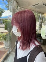 アース 三田南ウッディタウン店(HAIR&MAKE EARTH)&nbsp;20代30代ソフトウルフ肩ラインダブルカラーピンクカラー