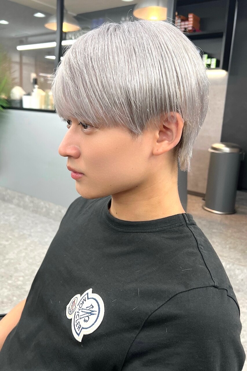 【専用】愛の天使シルバーカラーラウンド。 メンズシルバーカラーラウンドマッシュ～【Ria 大阪 梅田
