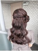 くるみちゃんヘア ハーフアップ アレンジ ウェーブ巻き