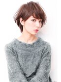 アシメショートエアリーショートグレージュナチュラルボブ