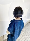 ふんわり暗めブルージュ切りっぱなし外ハネボブ【BLAZE 大庭】