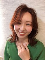 シノヤ 米沢春日店(Shinoya) 大人ガーリーくびれミディアム×アプリコットピンクカラー
