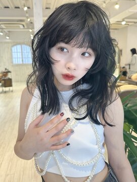 リコバイアフロート(riko by afloat) ダークグレー/ロング/パーマ風/フルバング/ウェーブヘア