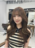 韓国ヘア/レイヤーロング/髪質改善/ブリーチなし/ベージュ