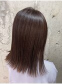 【自然な縮毛矯正】切りっぱなしミディ/アースブラウンカラー