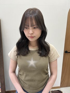 esu西梅田/髪質改善/韓国/ダブルカラー/イルミナカラー/顔周りカット【エス】 オリーブグレージュ/顔まわりカット