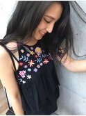 ブルージュ×透け感ダークグレージュヘア