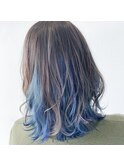 グレージュ×インナーカラーブルー☆