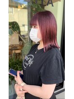 シェルハ(SHELHA)&nbsp;カシスピンク ブリーチカラーカシスレッド 切りっぱなしボブ