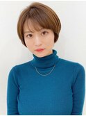 ショートボブ 丸みショート ブラウンベージュ ダメージレス