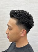 テーパーフェード大人ワンカールリバースパーマ