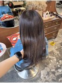 透明感ケアカラーオリーブブラウン顔まわりレイヤーカット韓国
