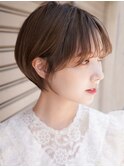 大人可愛い20代30代40代黒髪前下がりショートボブ丸みショート◎