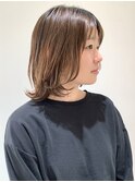 【FOLK】透明感グレージュ☆似合わせ外ハネレイヤーミディアム♪