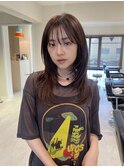小顔前髪顔周りレイヤー×グレージュカラー デザインカラー
