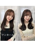 レイヤーカット/韓国ヘア/ワンカール/くびれ巻き/顔まわり