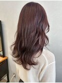 ブリーチなし暖色カラーチェリーブラウン＊ゆる巻き透明感カラー