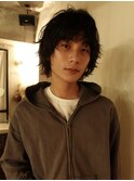 メンズボブウルフメンズミディアムレイヤーカットメンズウルフ