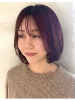 アンバー(Amber)&nbsp;シースルー前髪×韓国風レッドカラー×レイヤーボブ