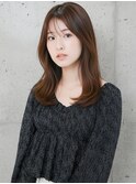 ★大人可愛い20代30代40代韓国風薄めバンク前髪くびレイヤー