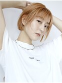 ストレートボブ_クールショートピンクベージュボブルフ_27851